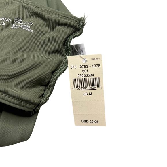 NWT Aerie Olive Green Wide Strap Scoop Neck Bikini Swim Top Medium - Picture 8 of 8
